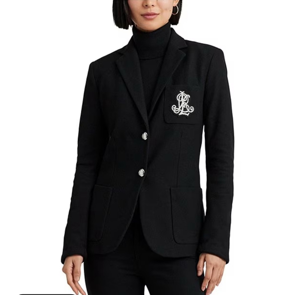 Ralph Lauren Black Blazer with Embroidered Logo